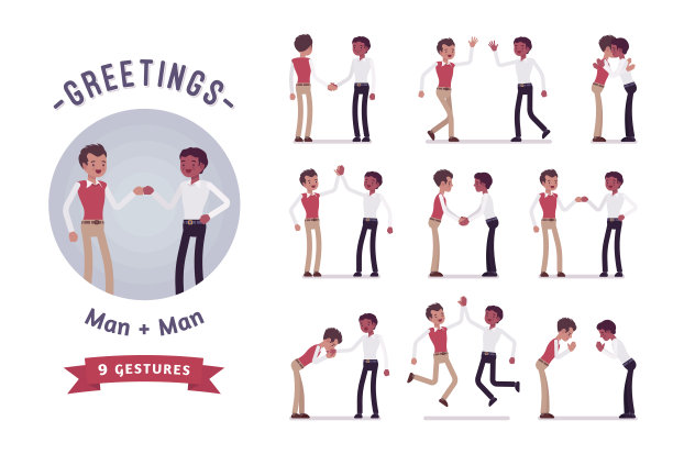 男店员打招呼的角色设置，各种姿势和情绪图片下载