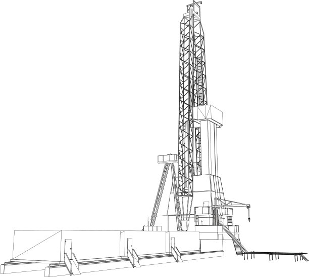石油钻塔。详细的矢量图图片下载