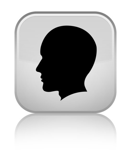 头部男性面部图标特殊的白色方形按钮图片下载
