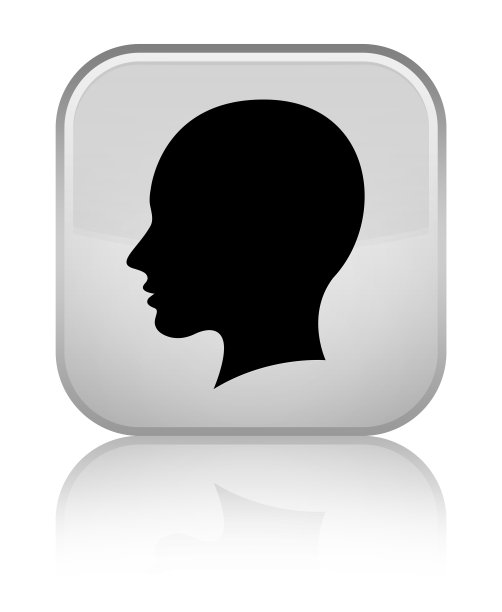 头部女性面部图标特殊的白色方形按钮图片下载