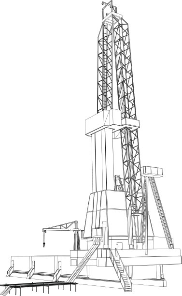 石油钻塔。详细的矢量图图片下载