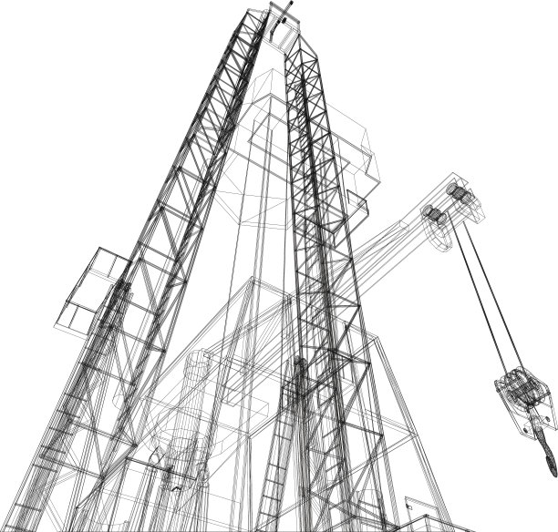 石油钻塔。详细的矢量图图片下载