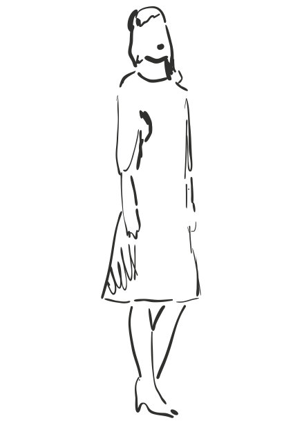 时尚女孩草图。卡通模型。图片下载