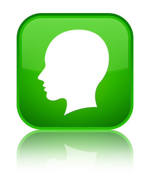 头部女性面部图标特殊绿色方形按钮图片下载