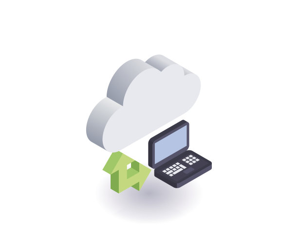 计算机云图标，插图，矢量符号在平面等距3D风格孤立在白色背景。图片下载