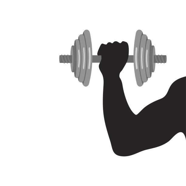 用金属哑铃勾勒出肌肉发达的手臂轮廓。图片下载