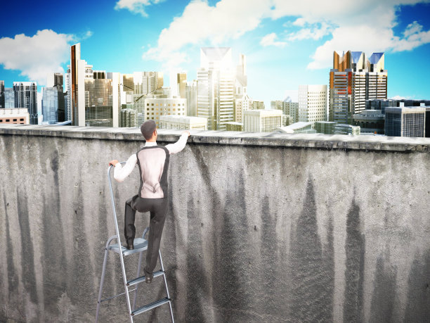 一个人会沿着梯子爬墙3d渲染图片下载