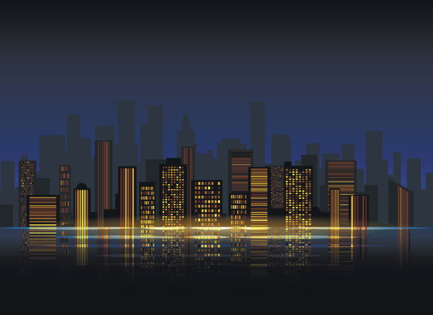 夜晚城市剪影背景图片下载