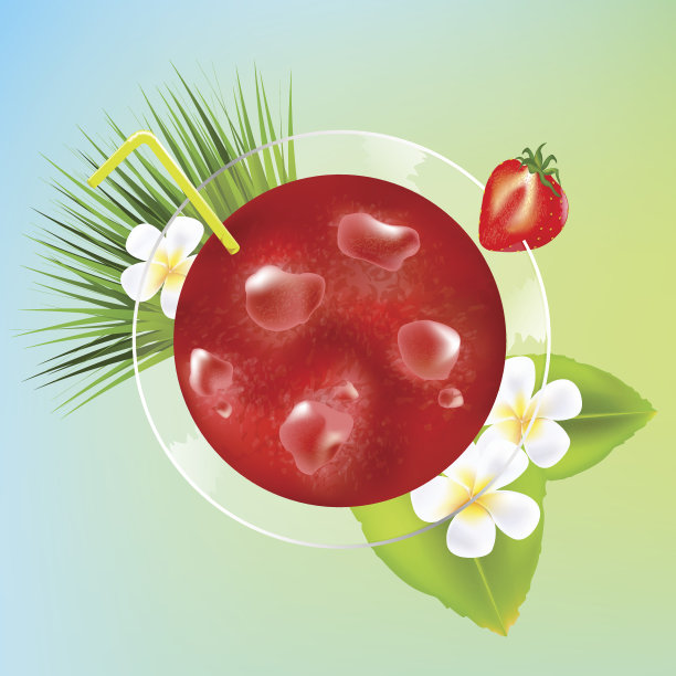 草莓鸡尾酒加冰和鸡蛋花图片下载