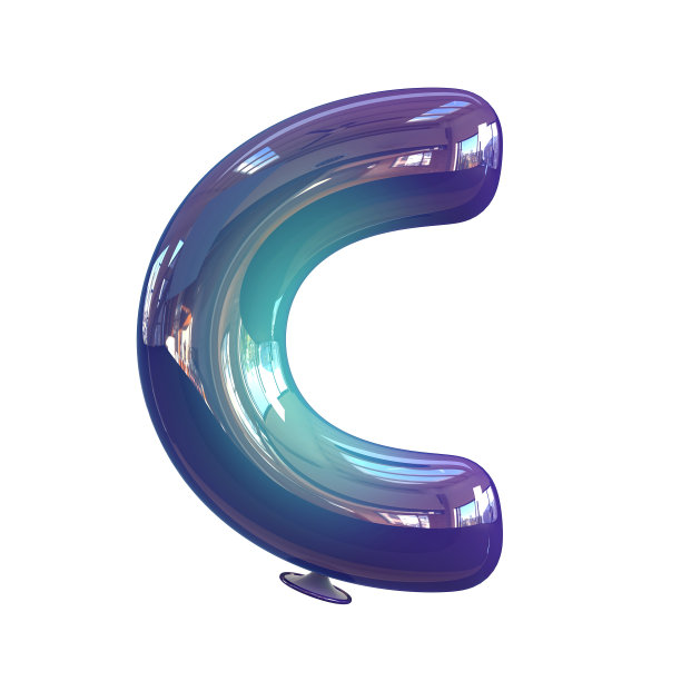 彩色字母c气球字体。图片下载