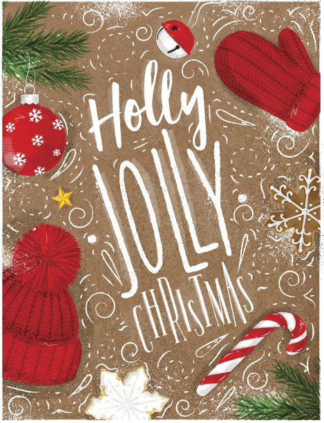 海报冬青快乐圣诞工艺图片下载