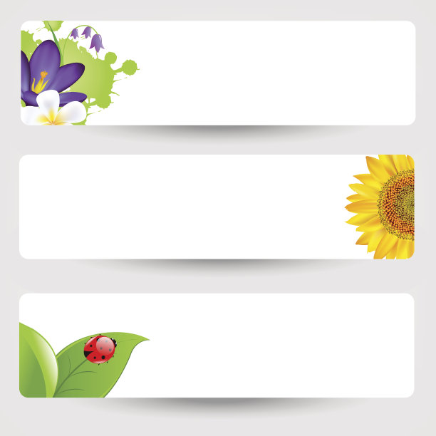 带花和瓢虫的横幅图片下载