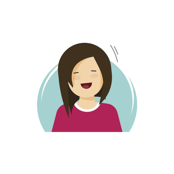 快乐女孩矢量插图，平面卡通微笑女人，年轻女性人物在幸福的乐趣孤立图片下载