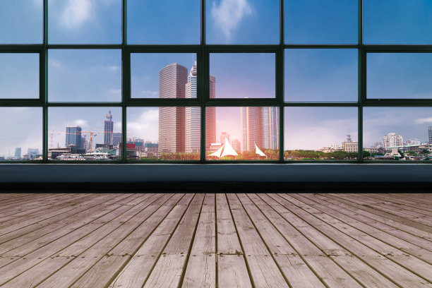 空白工作室与城市景观背景图片下载