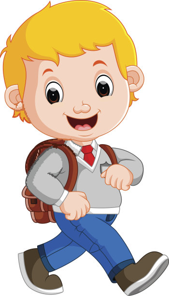 可爱的男孩在去学校的路上图片下载