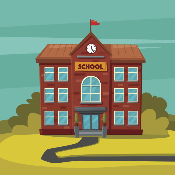 回到学校。院子里的孩子们。卡通矢量图图片下载