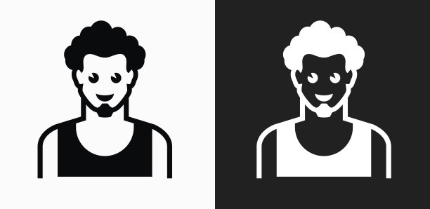 在黑色和白色矢量背景上的男性脸图标图片下载