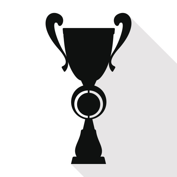 冠军杯在平面风格与阴影。图片下载