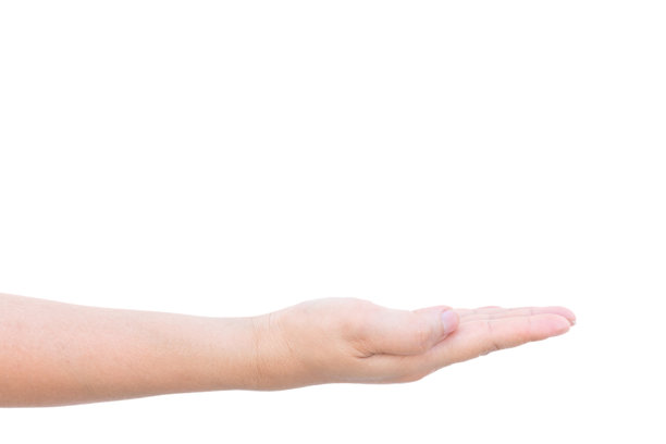 空空的女人双手孤立在白色的背景上图片下载