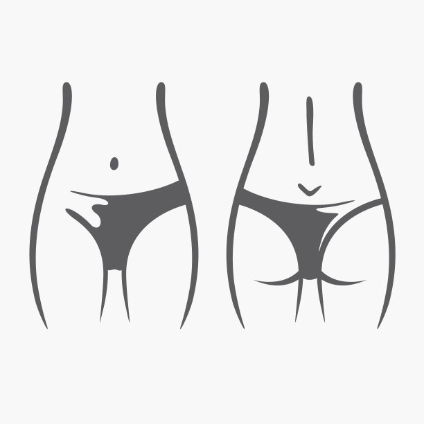 性感身材的女孩。亲密卫生，向量女士姿势设置。可爱的弹性屁股在短裤。绘制图形用于设计，背景图片下载