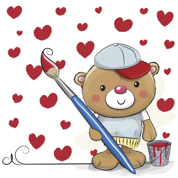 可爱的卡通艺术家泰迪熊图片下载