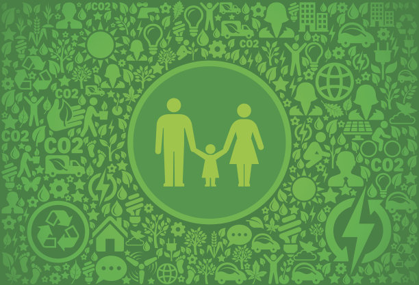 父母和女儿环境绿色矢量图标模式图片下载