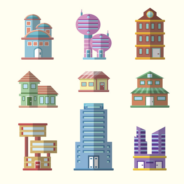 现代平面向量建筑集合图片下载