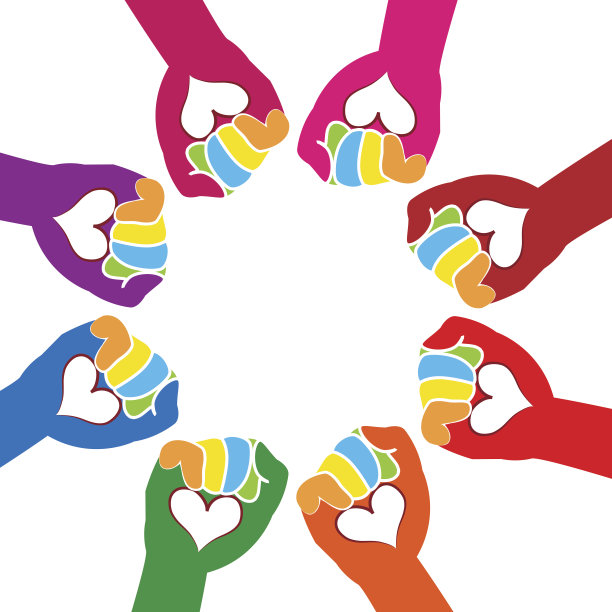 团队合作爱双手身份证图标向量图片下载