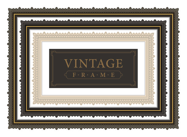 框架黑色宽，复古向量图片下载