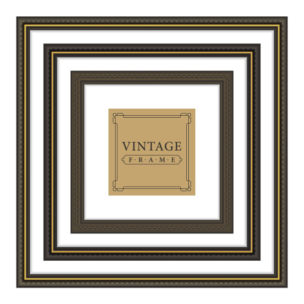 框架黑色方块，复古向量图片下载