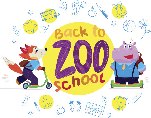 向量平收集快乐搞笑动物的学生。图片下载