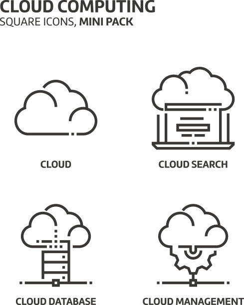 云计算，方形迷你图标集图片下载