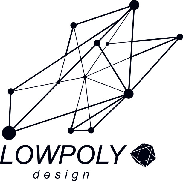 三维折纸抽象网格对象，矢量抽象设计元素。创新技术是抽象的符号。图片下载