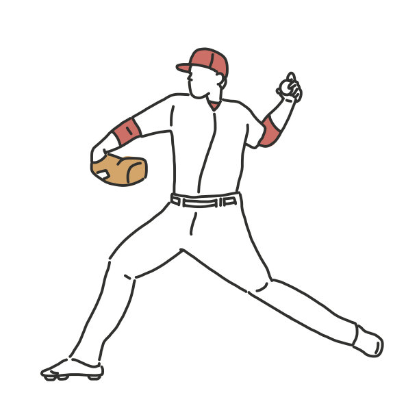 棒球和垒球运动员，画线。手绘。矢量插图。图片下载