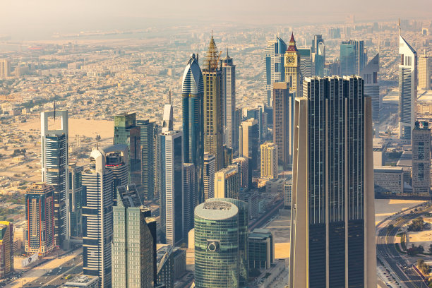 迪拜未来主义天际线，阿联酋图片下载