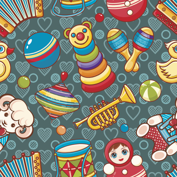 儿童玩具无缝模式。设计元素图片下载