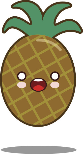 菠萝苹果水果卡通人物图标卡哇伊平面设计矢量图片下载