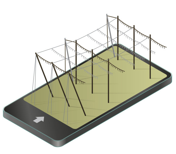 春天的Hopgarden景观，等距在手机上。图片下载