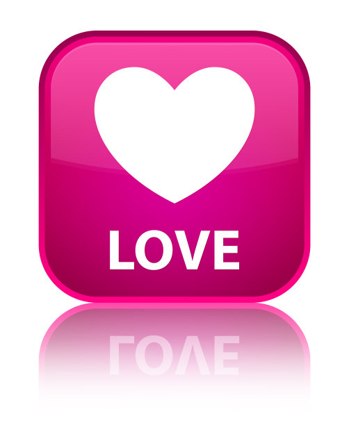 爱特别的粉色方形按钮图片下载
