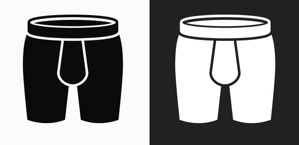 男人泳裤图标上的黑色和白色矢量背景图片下载
