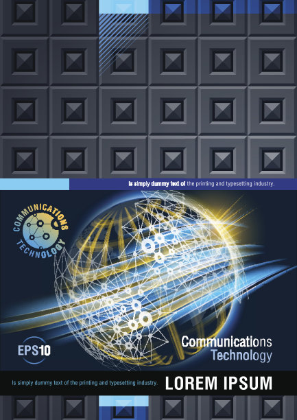 传单设计的例子。全球通信。图片下载