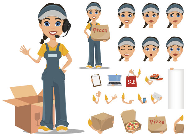 快递女人物创作集。专业的快速交付。充分的高度，各种情绪，手势。图片下载