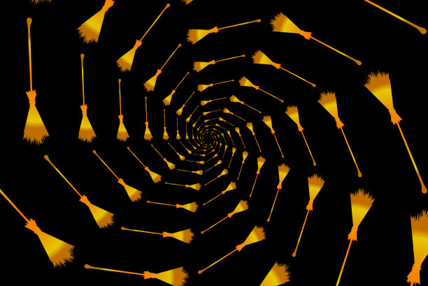 黑色背景上的金色扫帚图片下载