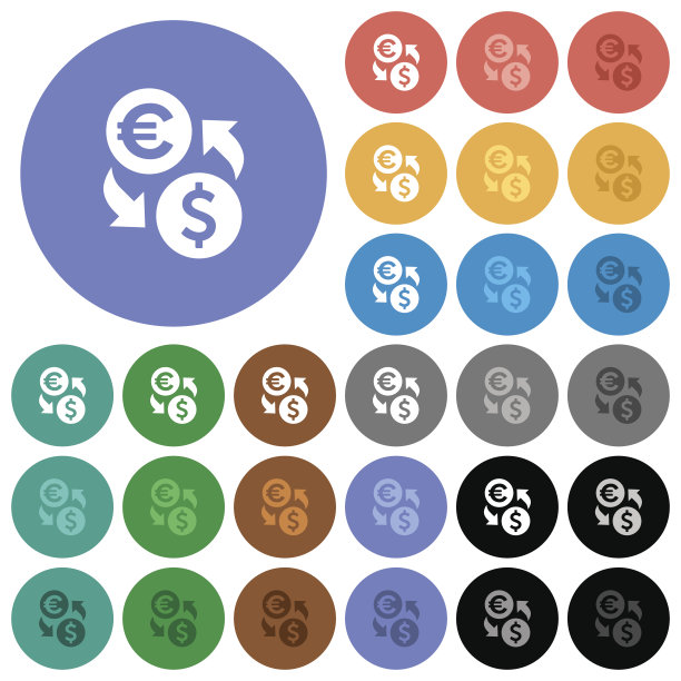 欧元兑换美元圆扁多色图标图片下载