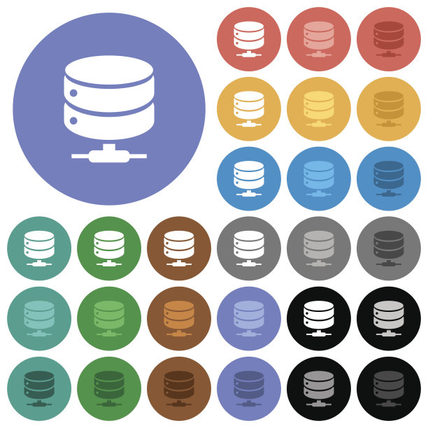 网络数据库圆平多色图标图片下载