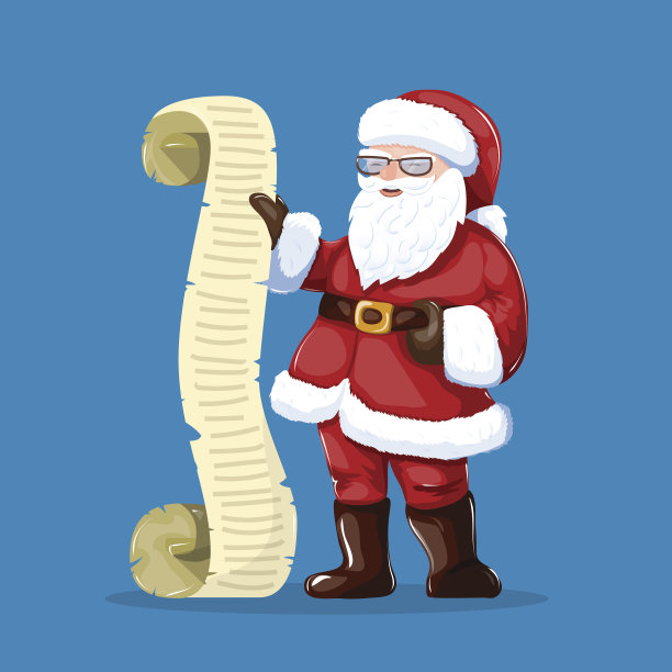 圣诞老人读一封信或愿望清单。圣诞节的艺术。图片下载