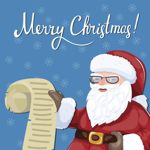 圣诞老人读一封信或愿望清单。圣诞节的艺术。图片下载