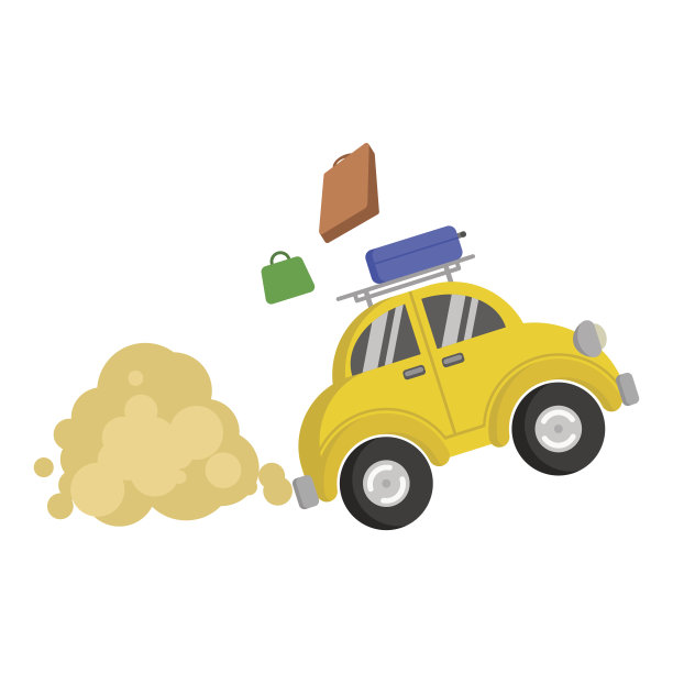 图片孤立的一辆小黄车快速行驶，从它的手提箱图片下载