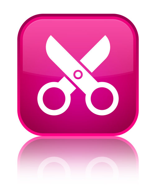 剪子图标特殊粉色方形按钮图片下载