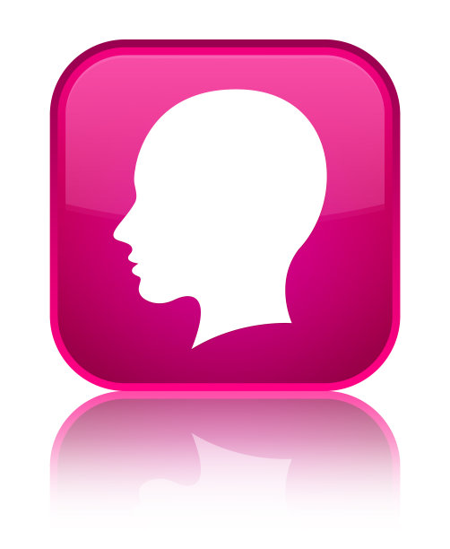 头像女性脸部图标特殊的粉色方形按钮图片下载